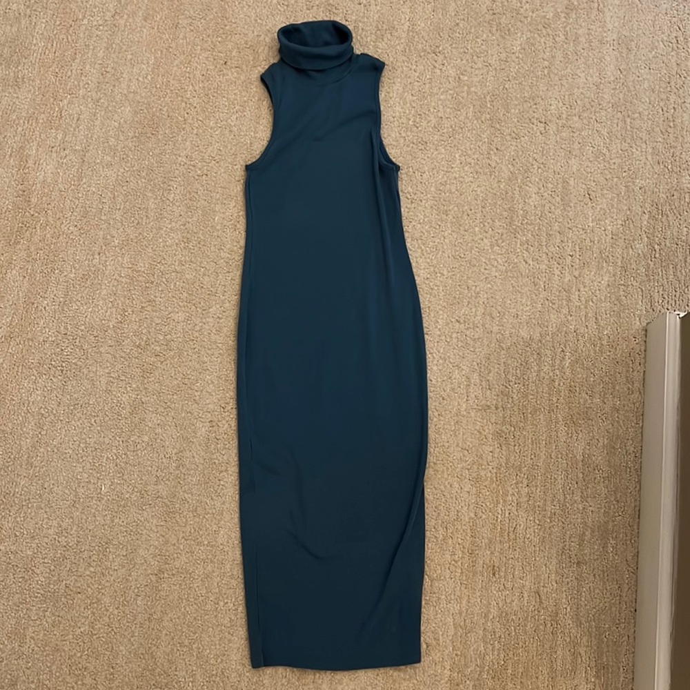 Zara ribbed bodycon blue midi dress